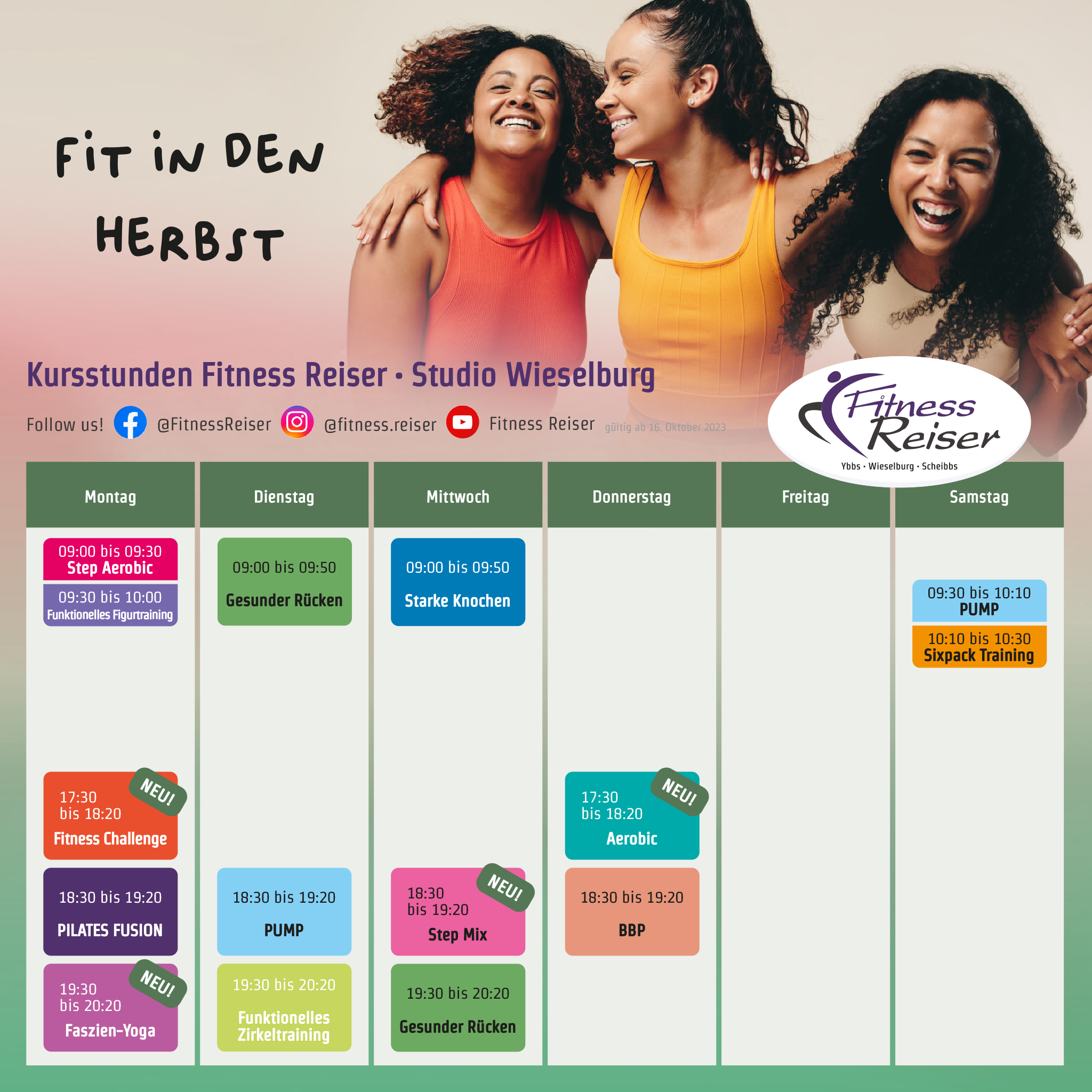 Kursplan Herbst 2023 | Fitness Reiser